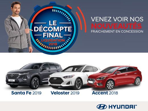 Ne manquez pas le DÉCOMPTE FINAL Hyundai sur nos modèles vedettes