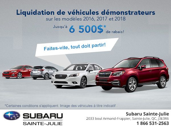 Liquidation de véhicules démonstrateurs!