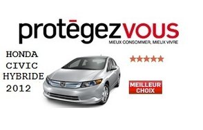 Honda Civic Hybride 2012 obtient une cote 5 étoiles au Guide Protégez-vous
