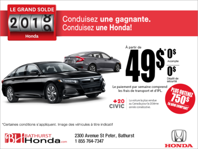 Le grand solde 2018 de Honda!