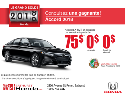 Louez la Honda Accord Berline 2018!