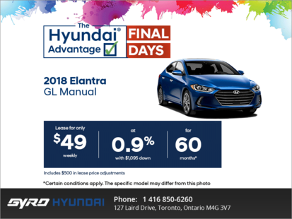 Lease the 2018 Elantra!
