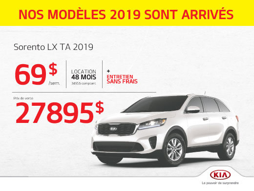 La meilleure offre sur le Sorento 2019