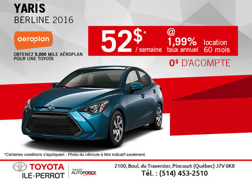 La Yaris 2016 à petit prix!