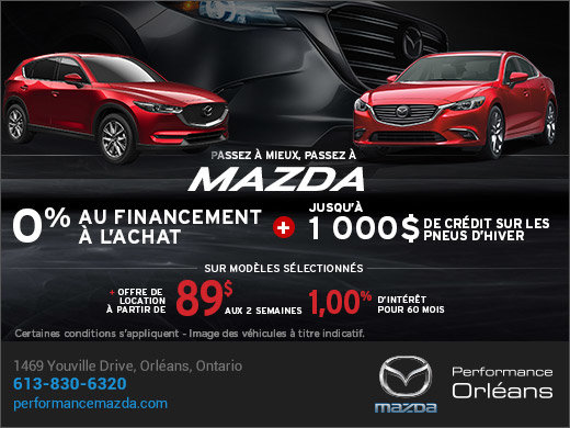 L'événement mensuel de vente Mazda chez Performance Mazda à Ottawa