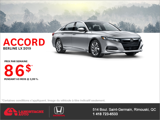 Louez la Honda Accord Berline 2019!