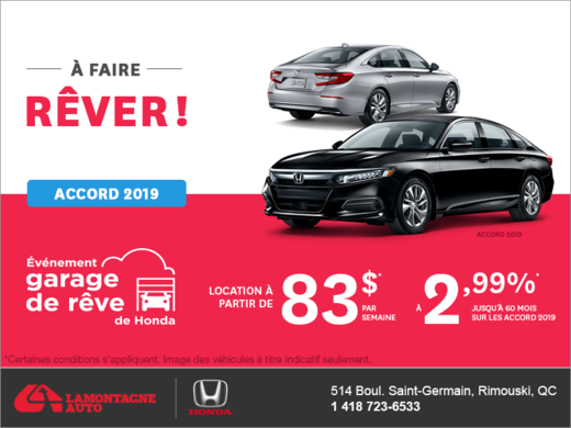 Louez la Honda Accord Berline 2019!