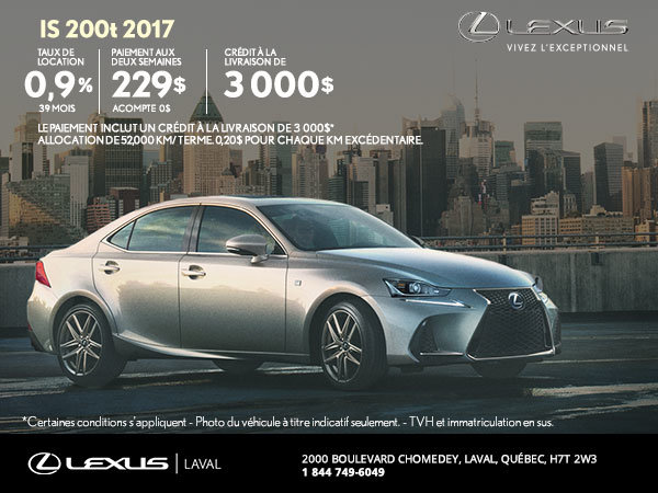 Louez la nouvelle Lexus IS 2017 dès aujourd'hui!