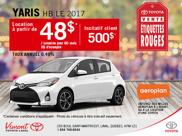 La Yaris 2017 en rabais