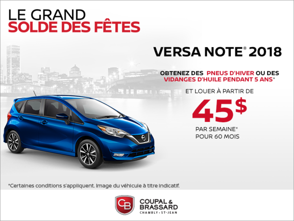 Obtenez le Nissan Versa Note 2018 dès aujourd'hui!