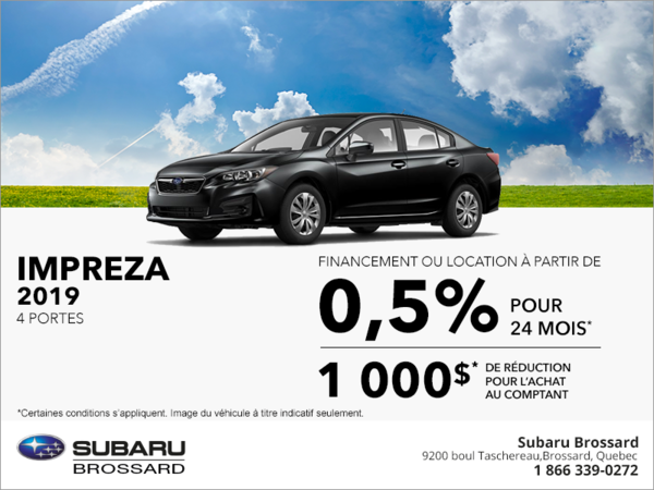 Procurez-vous la Subaru Impreza 2019 4 portes!