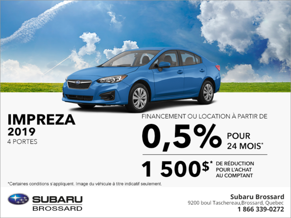 Procurez-vous la Subaru Impreza 2019 4 portes!