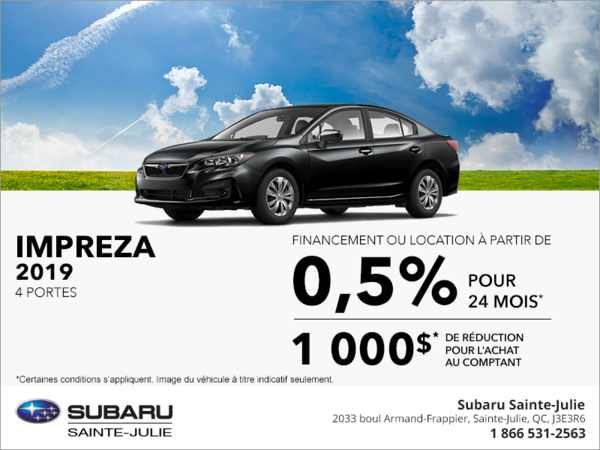 Procurez-vous la Subaru Impreza 2019 4 portes!