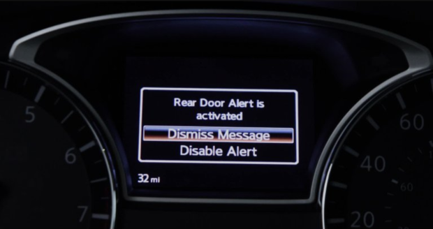 NEW NISSAN CANADA REAR DOOR ALERT SYSTEM REMINDER TO DRIVERS TO CHECK BACK SEAT