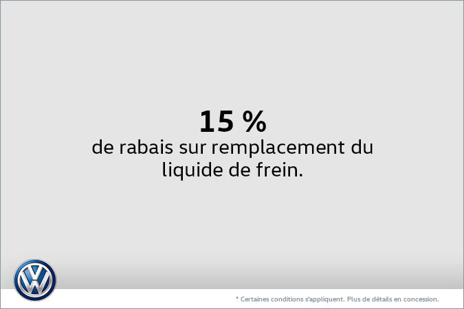 15% de rabais sur remplacement du liquide de frein