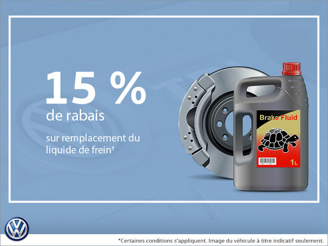 15% de rabais sur le remplacement de liquide de frein