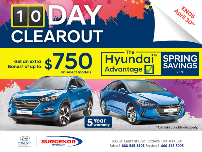Hyundai's 10 Day Clearout Event!