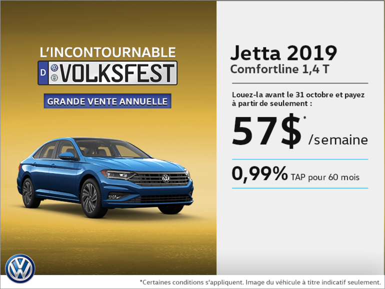 Obtenez la toute nouvelle Jetta 2019!