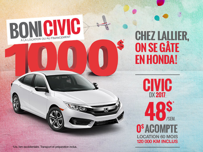 Louez la Honda Civic 2017 aujourd'hui!