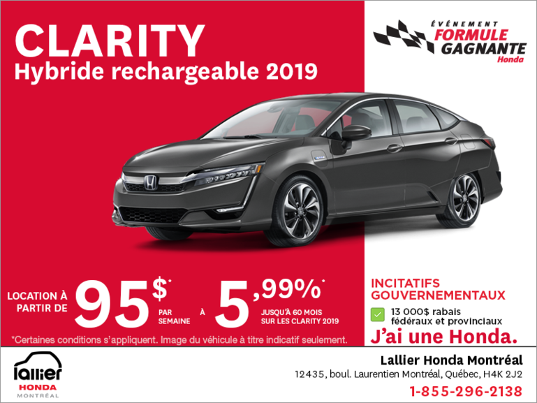Louez la Honda Clarity 2019!