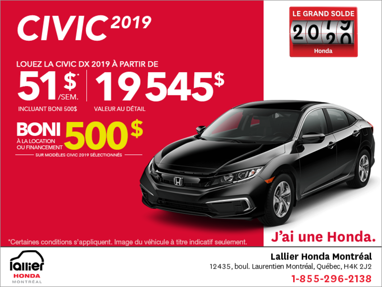 Louez la Honda Civic 2019!
